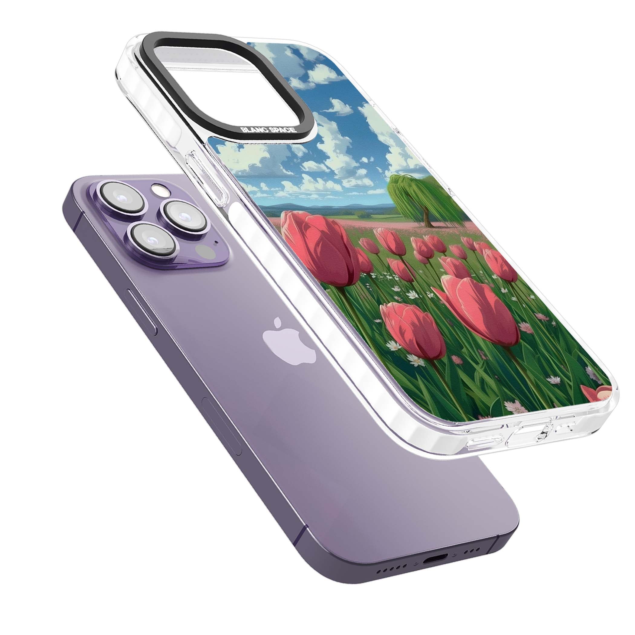 Willow By The Pink Tulips floral iPhone case | Clear Impact case for iPhone 13 Pro, iPhone 14 Pro, iPhone 15 Pro
