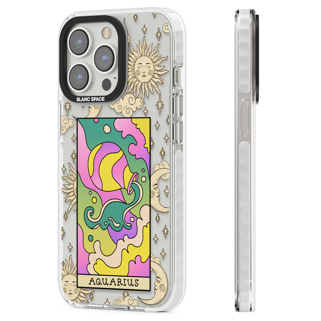Celestial Zodiac - Aquarius Clear Impact Phone Case for iPhone 13 Pro, iPhone 14 Pro, iPhone 15 Pro