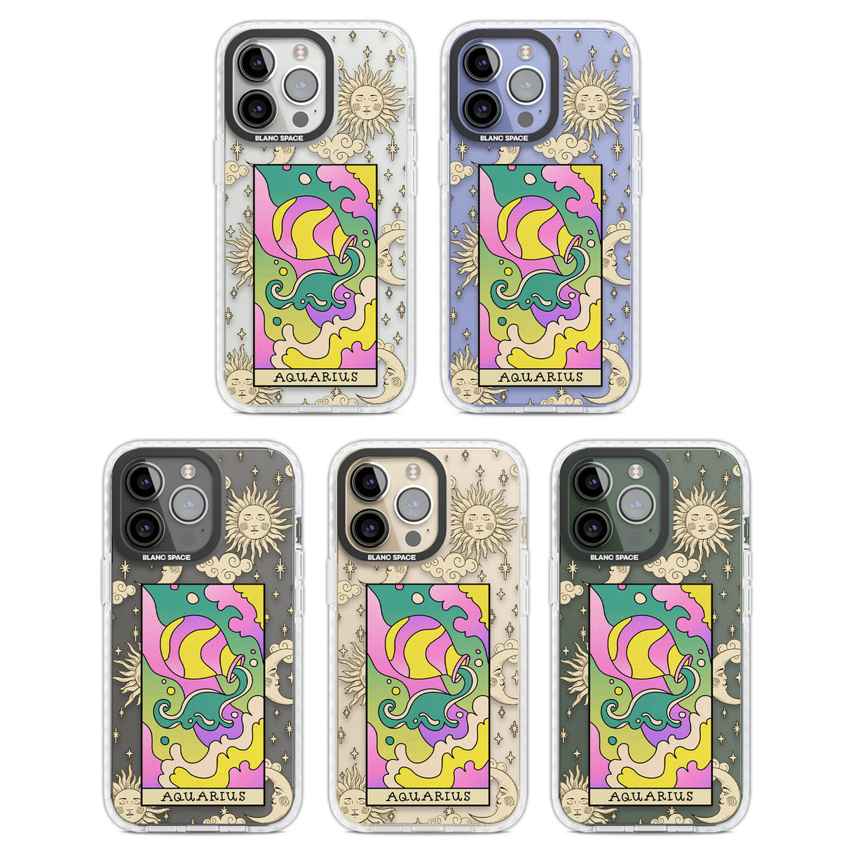 Celestial Zodiac - Aquarius Clear Impact Phone Case for iPhone 13 Pro, iPhone 14 Pro, iPhone 15 Pro