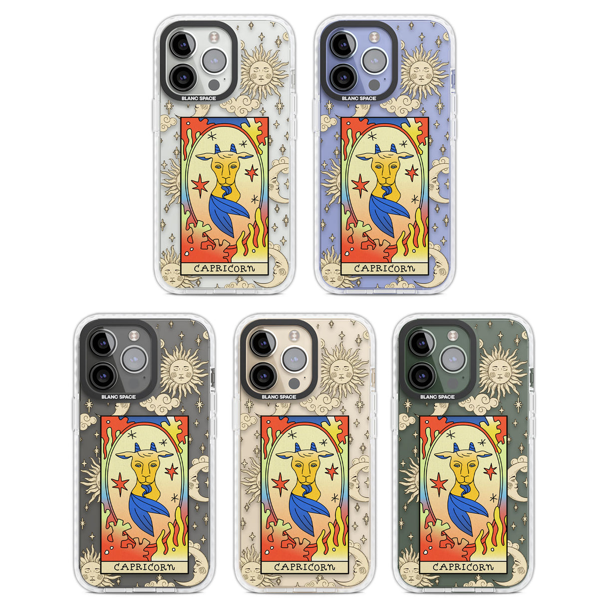 Celestial Zodiac - Capricorn Clear Impact Phone Case for iPhone 13 Pro, iPhone 14 Pro, iPhone 15 Pro