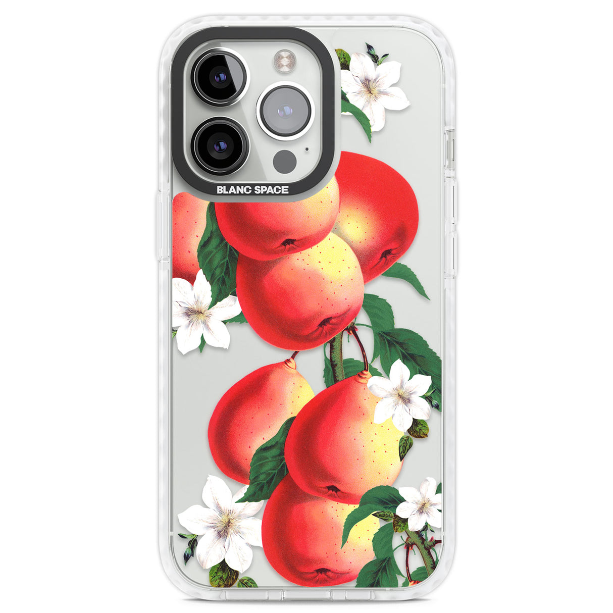 Vintage Painted Peaches Clear Impact Phone Case for iPhone 13 Pro, iPhone 14 Pro, iPhone 15 Pro