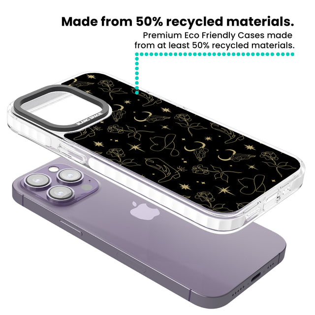 Celestial West Pattern Clear Impact Phone Case for iPhone 13 Pro, iPhone 14 Pro, iPhone 15 Pro