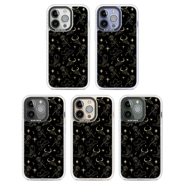 Celestial West Pattern Clear Impact Phone Case for iPhone 13 Pro, iPhone 14 Pro, iPhone 15 Pro