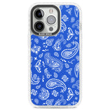 Blue Bandana Clear Impact Phone Case for iPhone 13 Pro, iPhone 14 Pro, iPhone 15 Pro