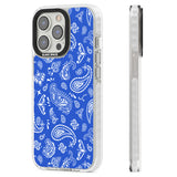 Blue Bandana Clear Impact Phone Case for iPhone 13 Pro, iPhone 14 Pro, iPhone 15 Pro