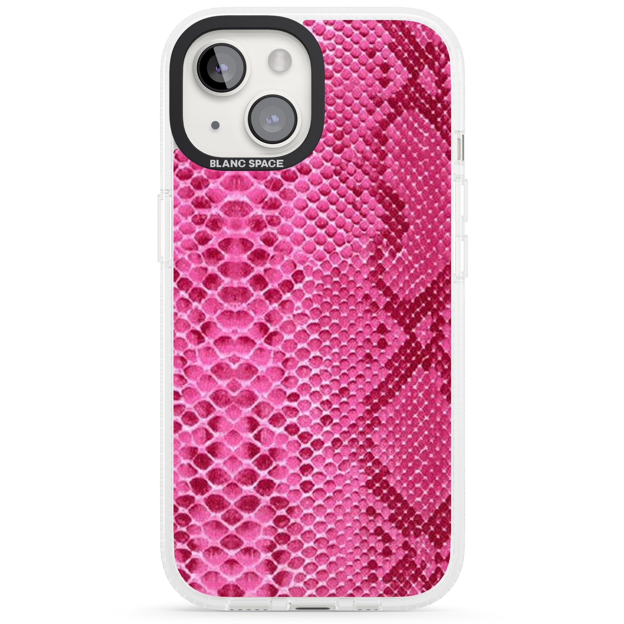 Pink Snakeskin iPhone 15 / 14 / 13 Clear Case Impact Air - Blanc Space