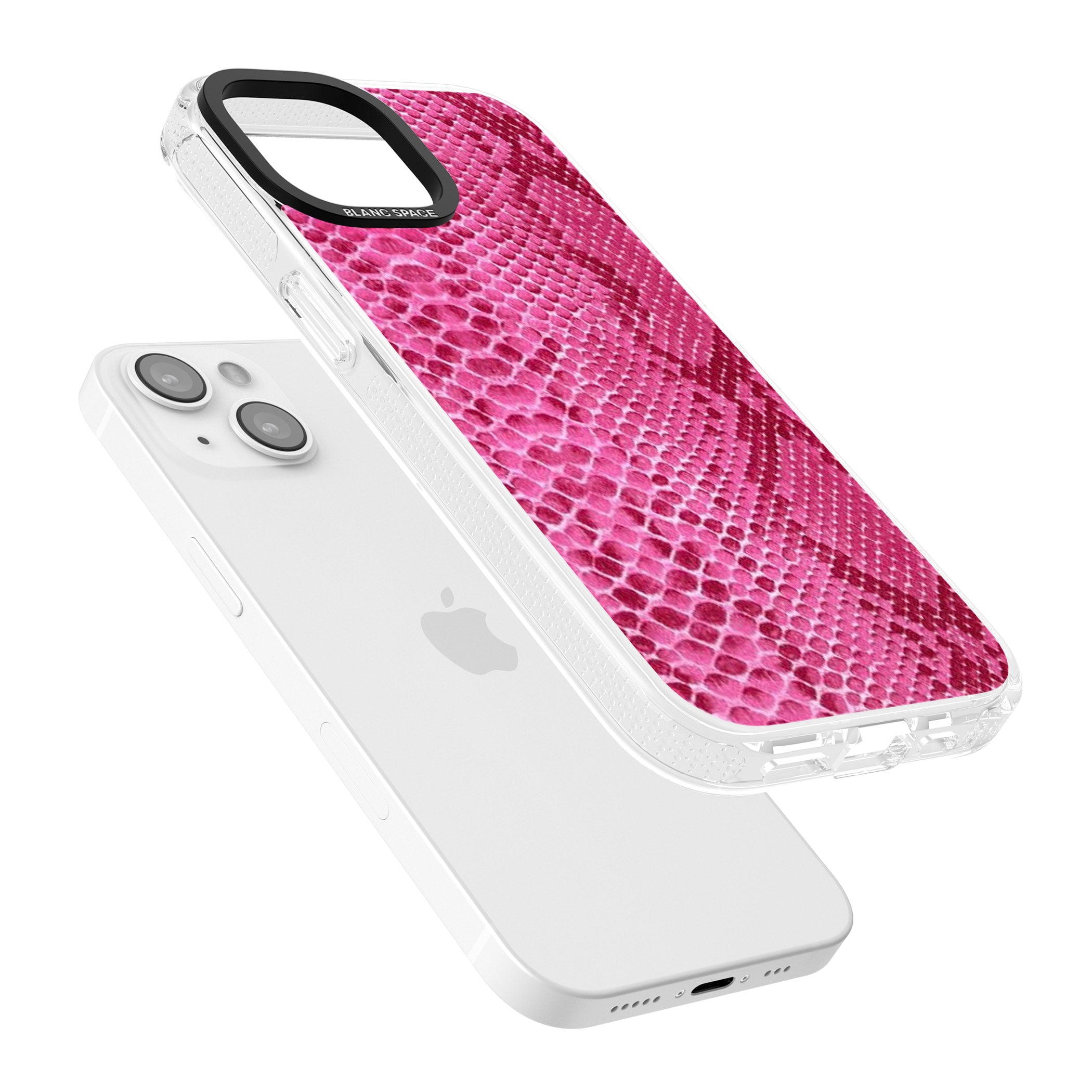 Pink Snakeskin iPhone 15 / 14 / 13 Clear Case Impact Air - Blanc Space
