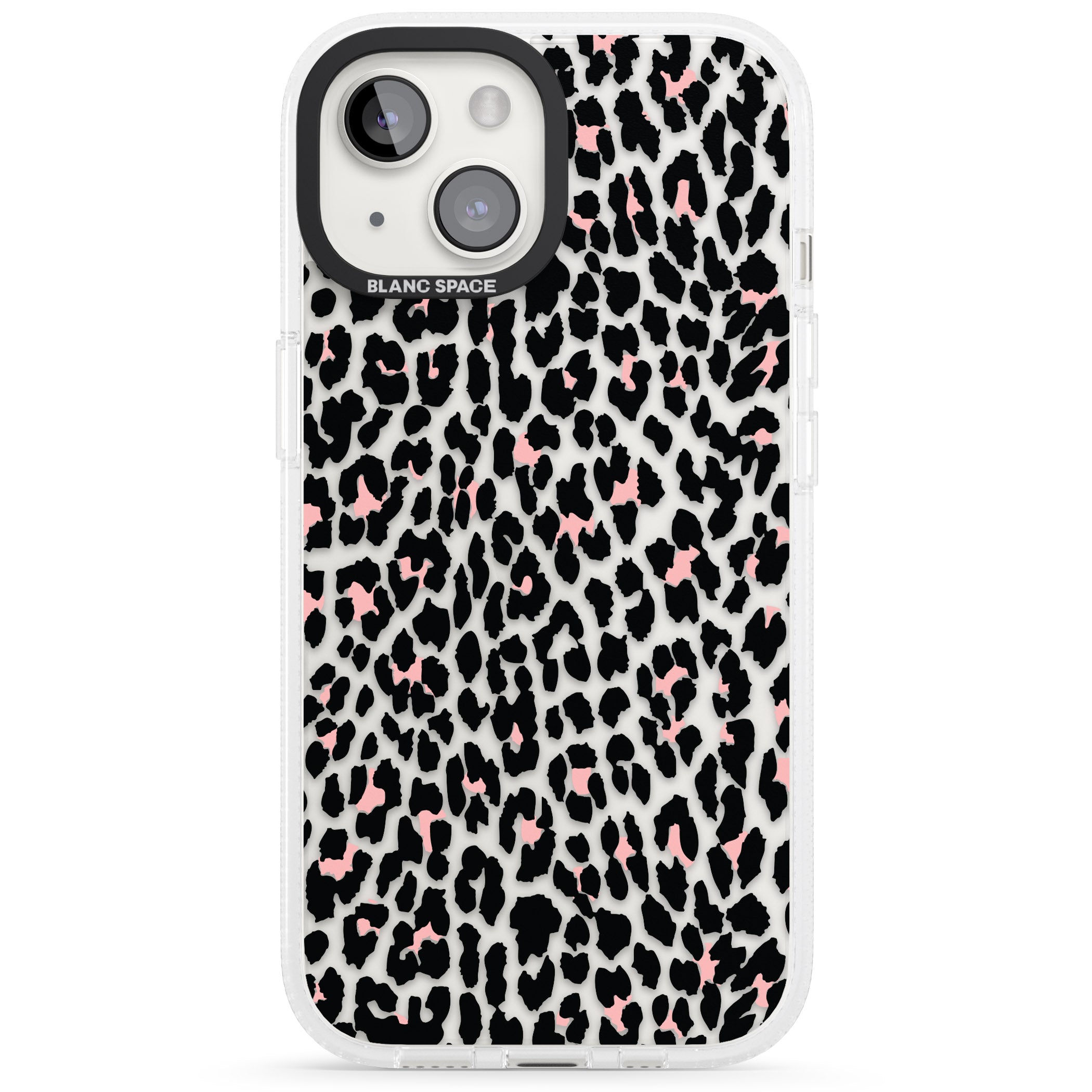 Light Pink Leopard Print - Transparent iPhone 15 / 14 / 13 Clear Case Impact Air - Blanc Space