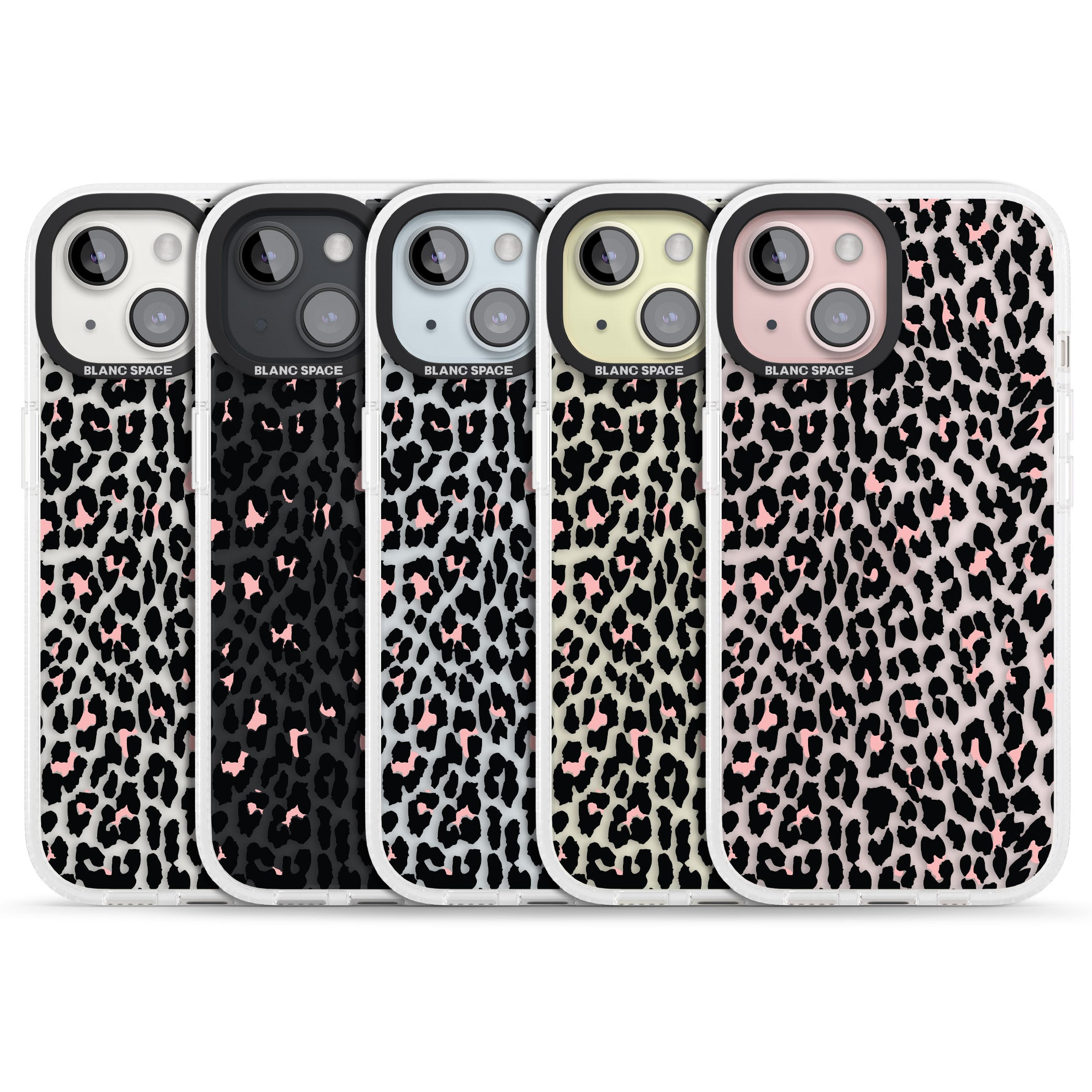 Light Pink Leopard Print - Transparent iPhone 15 / 14 / 13 Clear Case Impact Air - Blanc Space