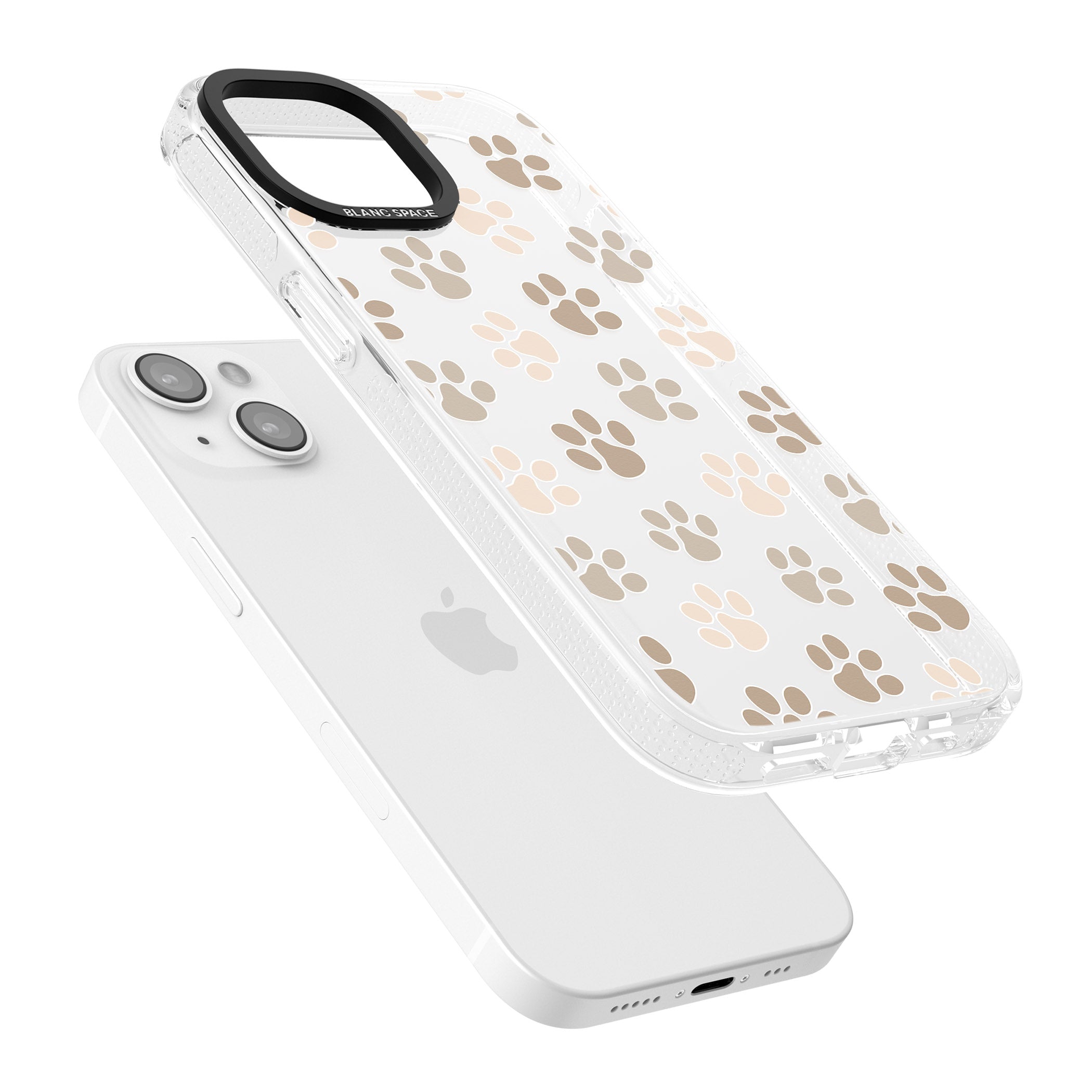 Paw Prints iPhone 15 / 14 / 13 Clear Case Impact Air - Blanc Space