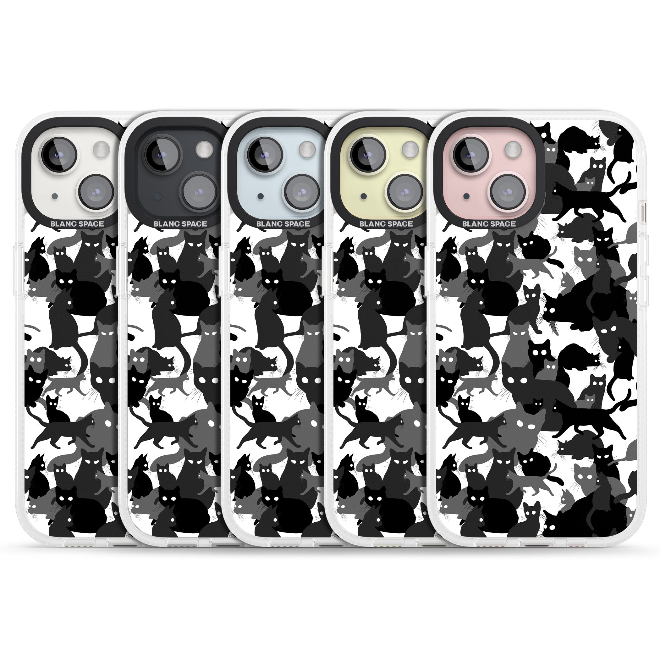 Black & White Cat Camouflage iPhone 15 / 14 / 13 Clear Case Impact Air - Blanc Space