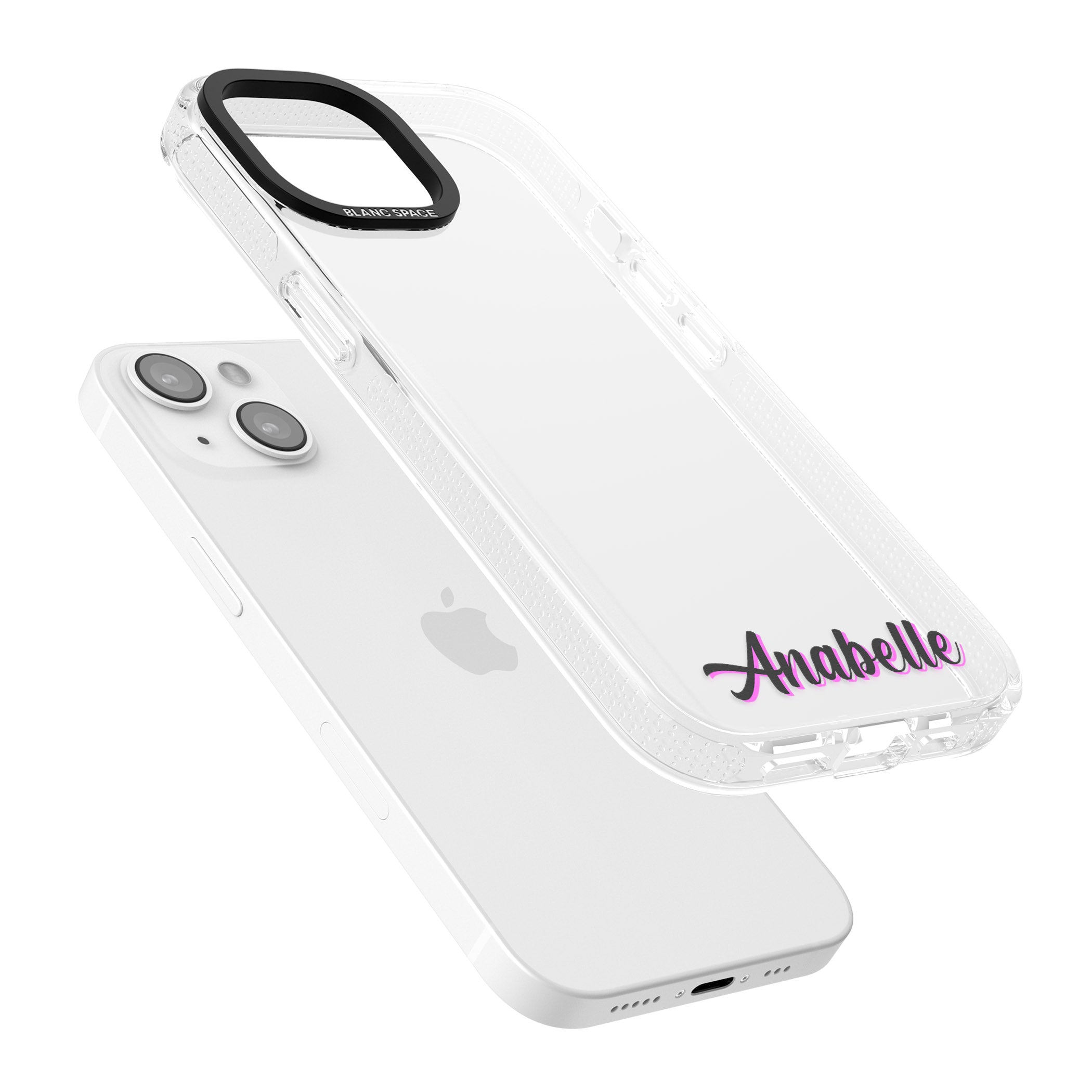 Personalised Clear Text 2B iPhone 15 / 14 / 13 Clear Case Impact Air - Blanc Space