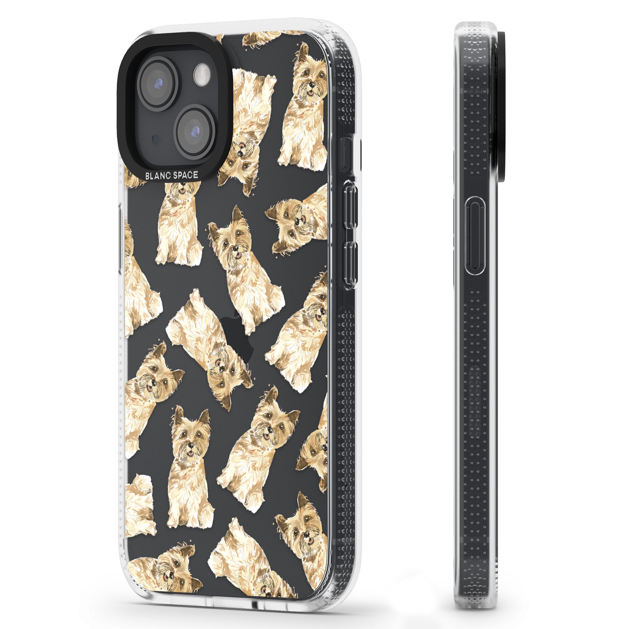 Cairn Terrier Watercolour Dog Pattern iPhone 15 / 14 / 13 Clear Case Impact Air - Blanc Space
