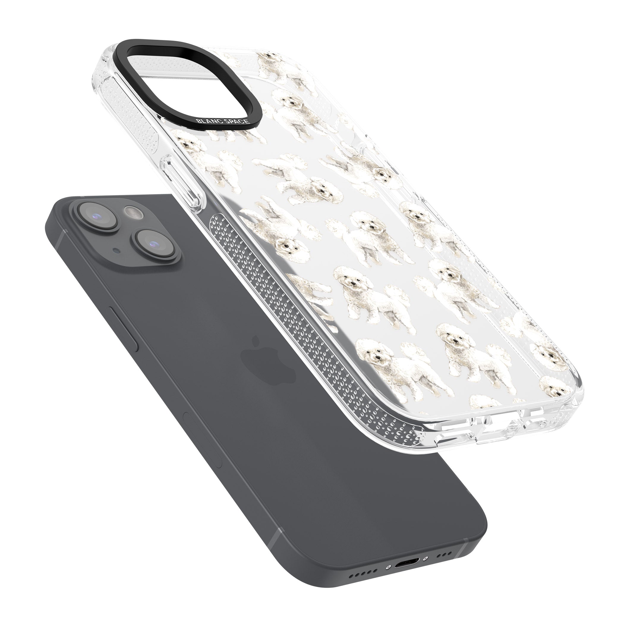 Bichon Frise Watercolour Dog Pattern iPhone 15 / 14 / 13 Clear Case Impact Air - Blanc Space