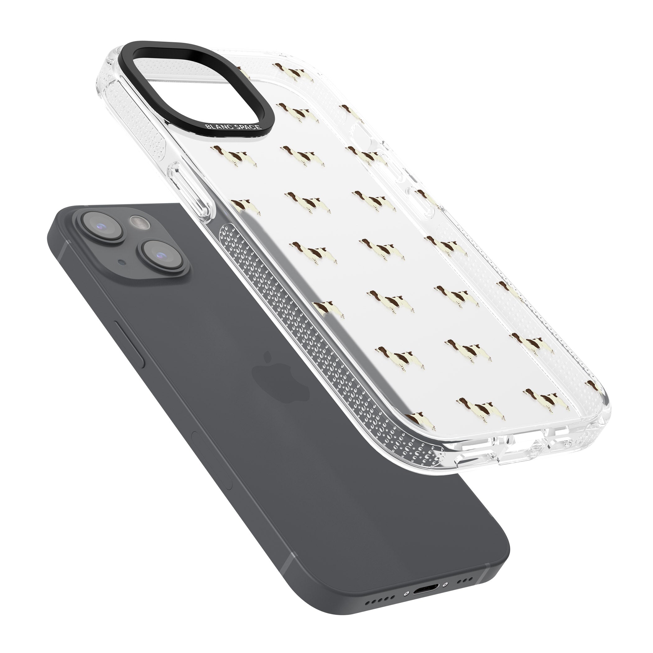 English Springer Spaniel Dog Pattern Clear iPhone 15 / 14 / 13 Clear Case Impact Air - Blanc Space