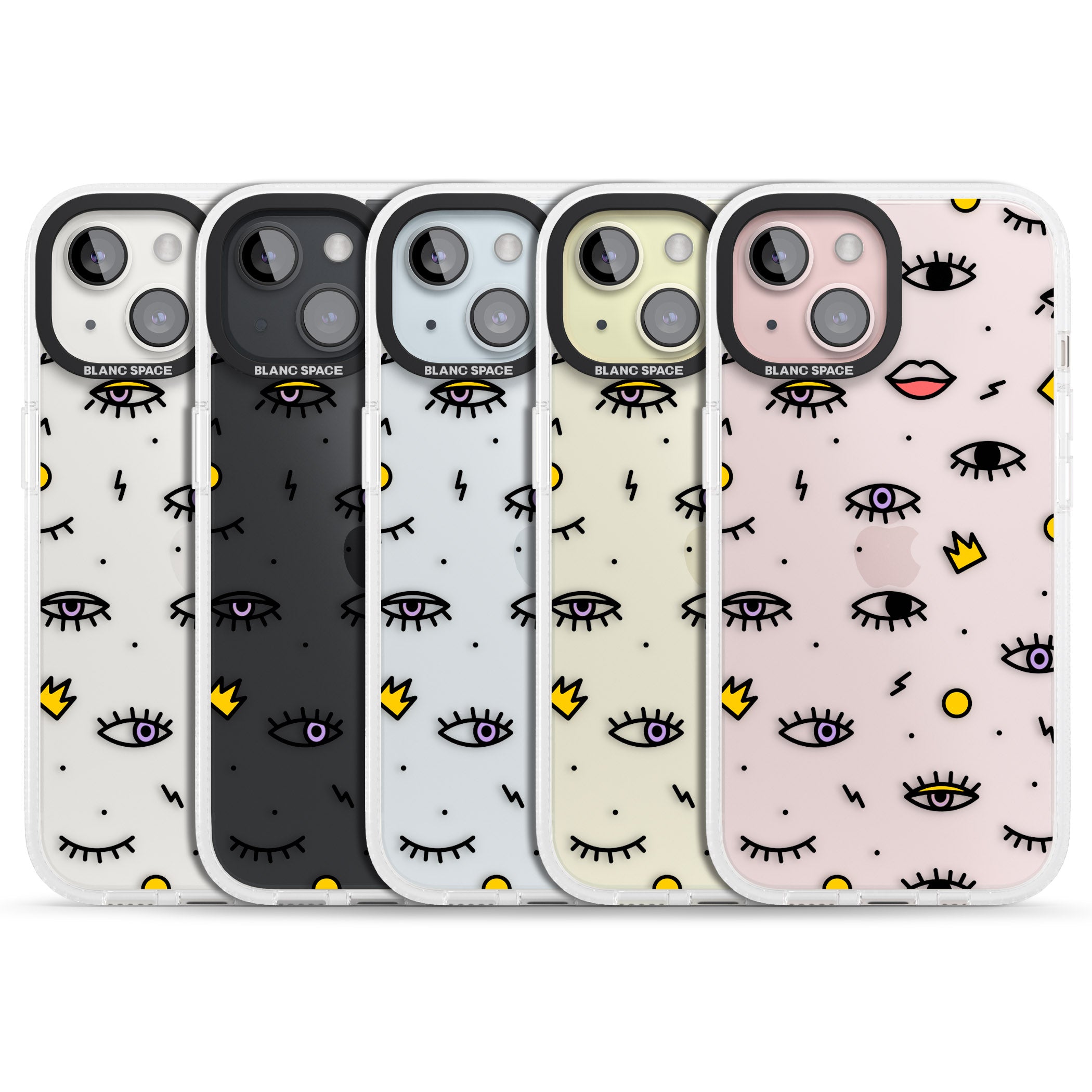 Eyes & Lips Icons iPhone 15 / 14 / 13 Clear Case Impact Air - Blanc Space