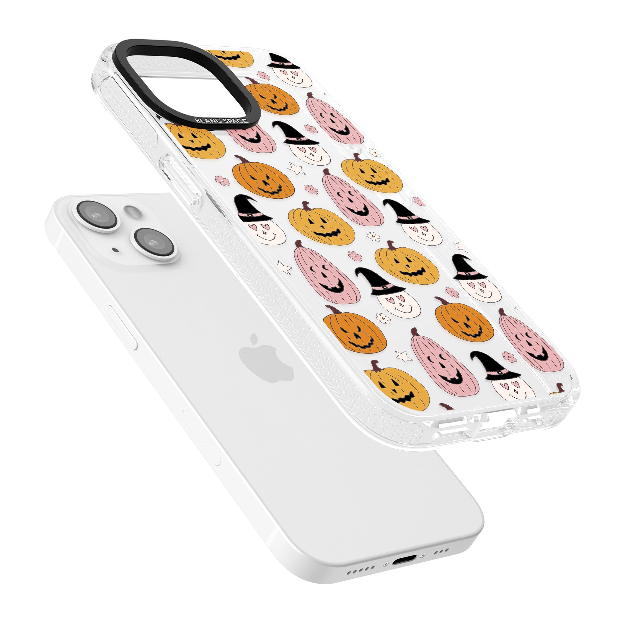 Witches and Pumpkins Pattern iPhone 15 / 14 / 13 Clear Case Impact Air - Blanc Space
