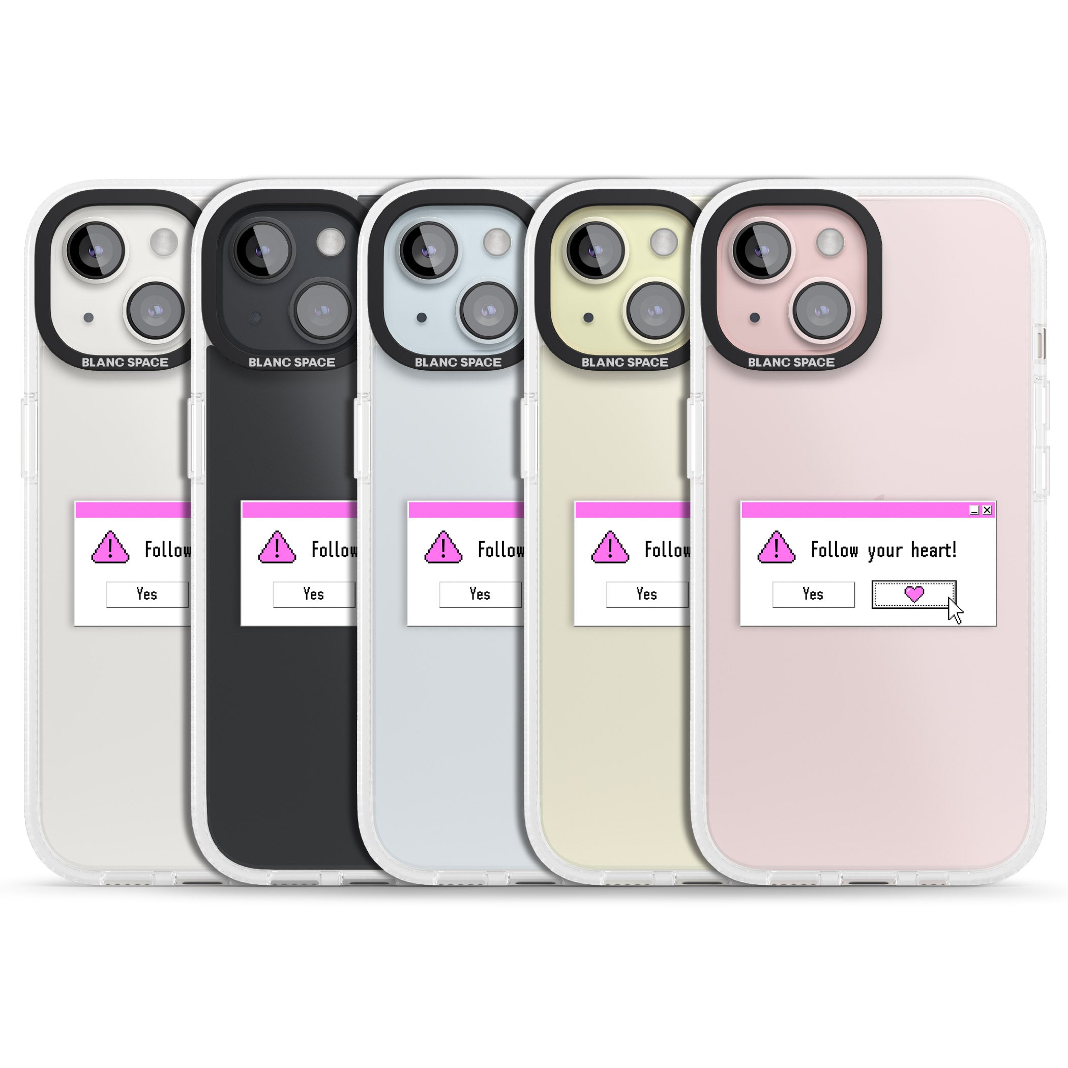 Follow your heart.exe iPhone 15 / 14 / 13 Clear Case Impact Air - Blanc Space