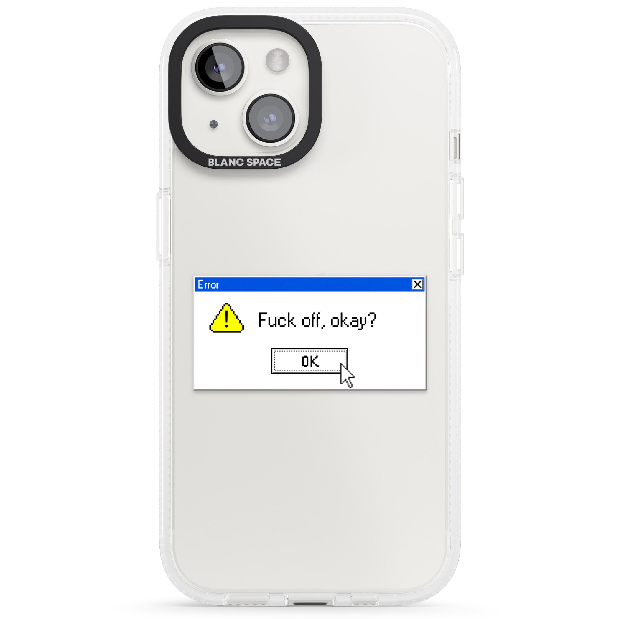 F*ck off okay?.exe iPhone 15 / 14 / 13 Clear Case Impact Air - Blanc Space