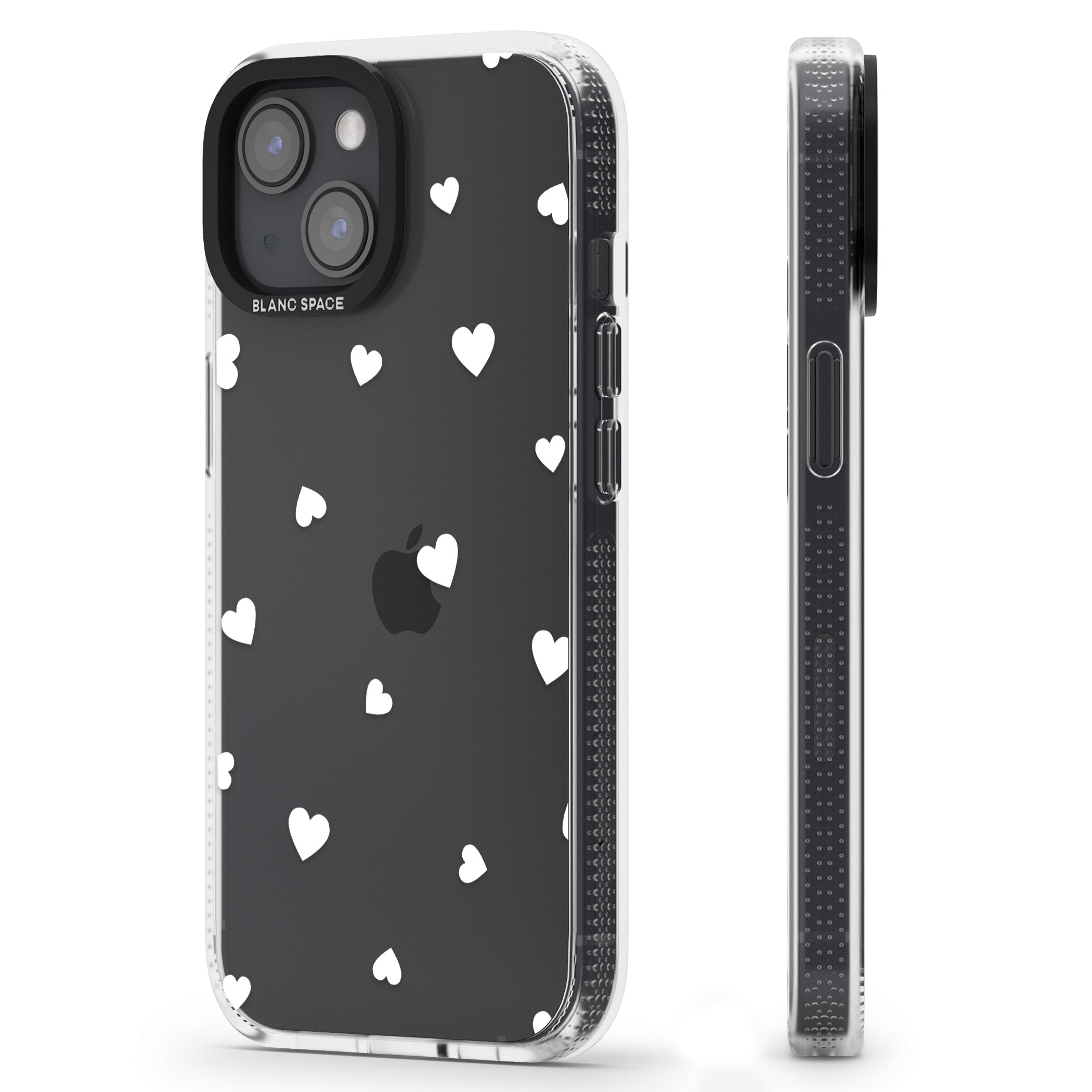 White Hearts Pattern iPhone 15 / 14 / 13 Clear Case Impact Air - Blanc Space
