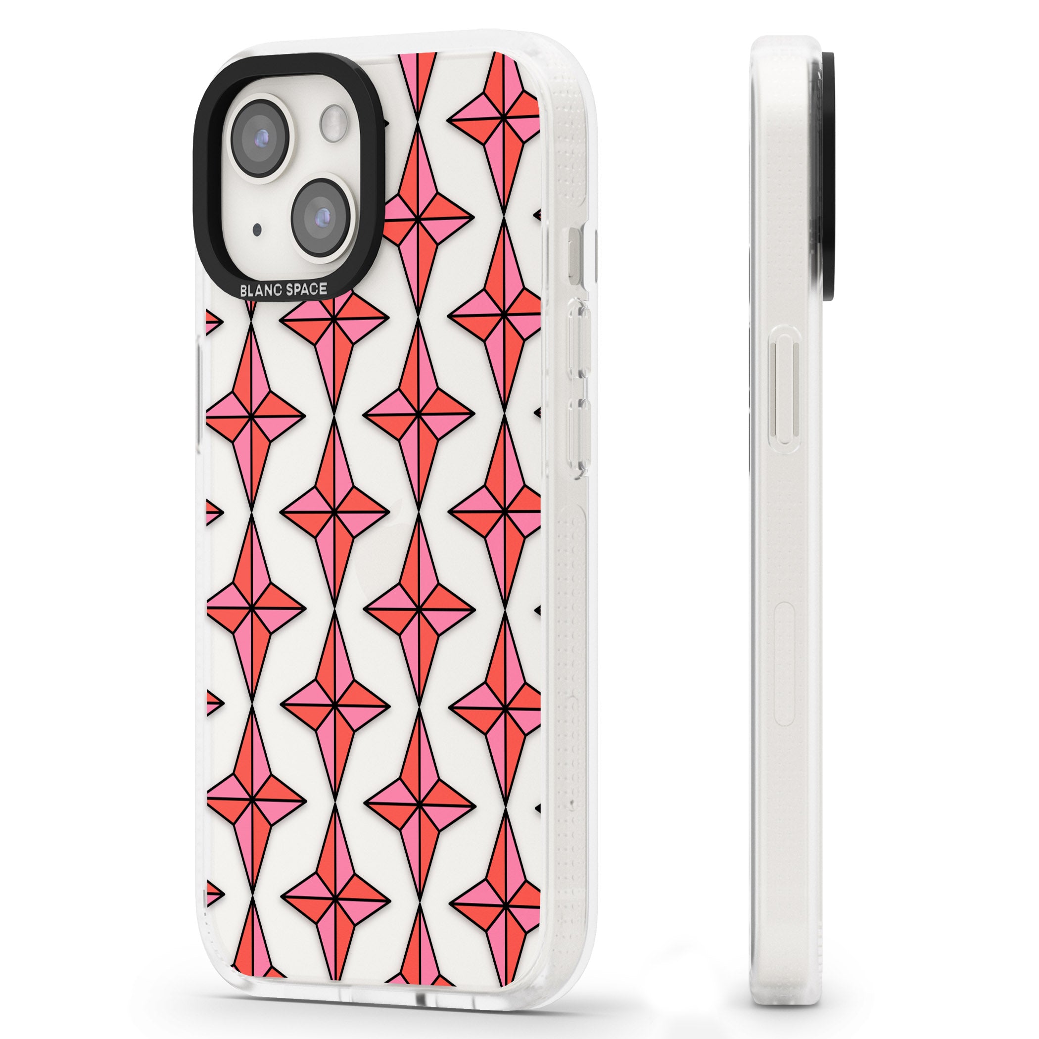 Rose Stars Pattern (Clear) iPhone 15 / 14 / 13 Clear Case Impact Air - Blanc Space
