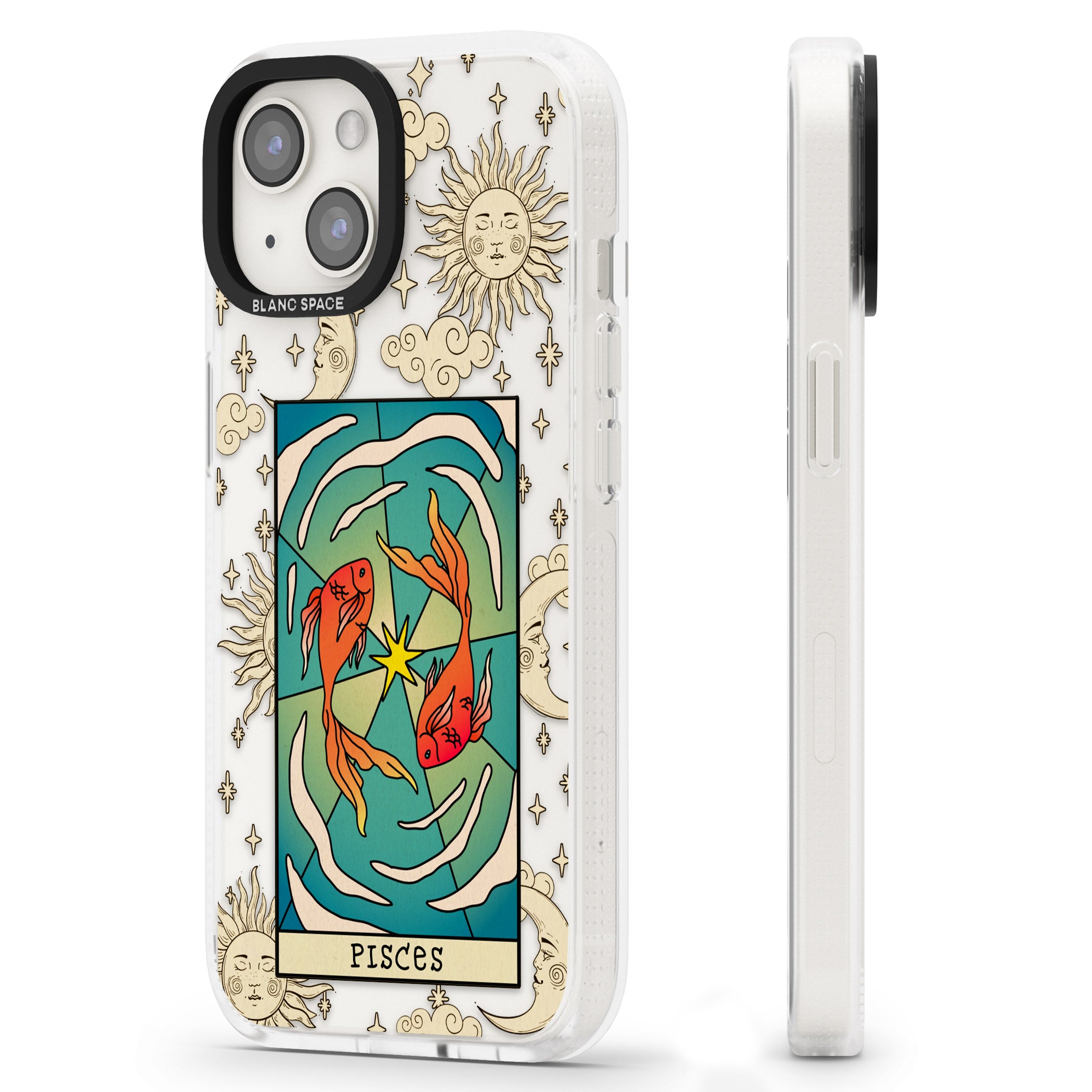 Celestial Zodiac - Pisces iPhone 15 / 14 / 13 Clear Case Impact Air - Blanc Space