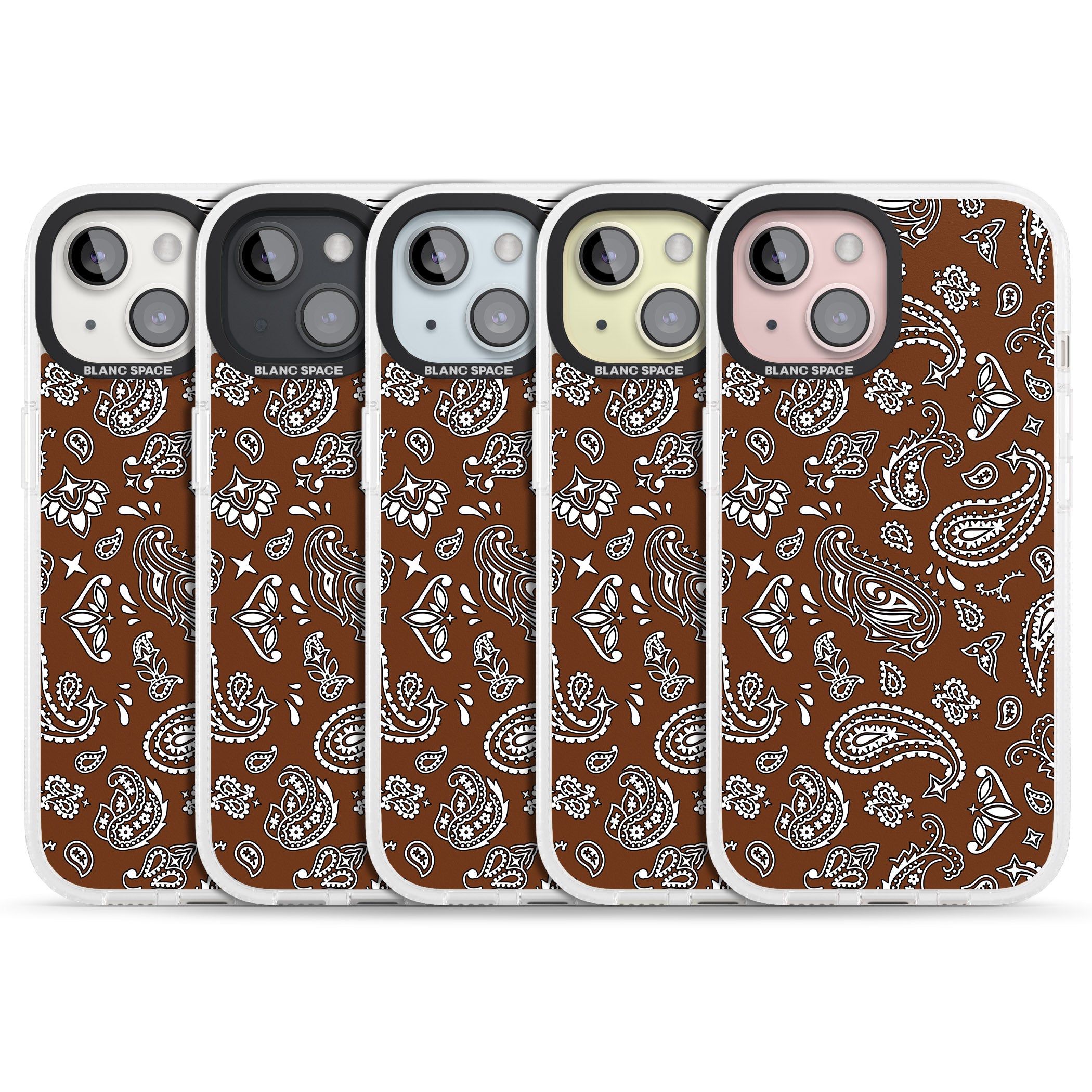Brown Bandana iPhone 15 / 14 / 13 Clear Case Impact Air - Blanc Space