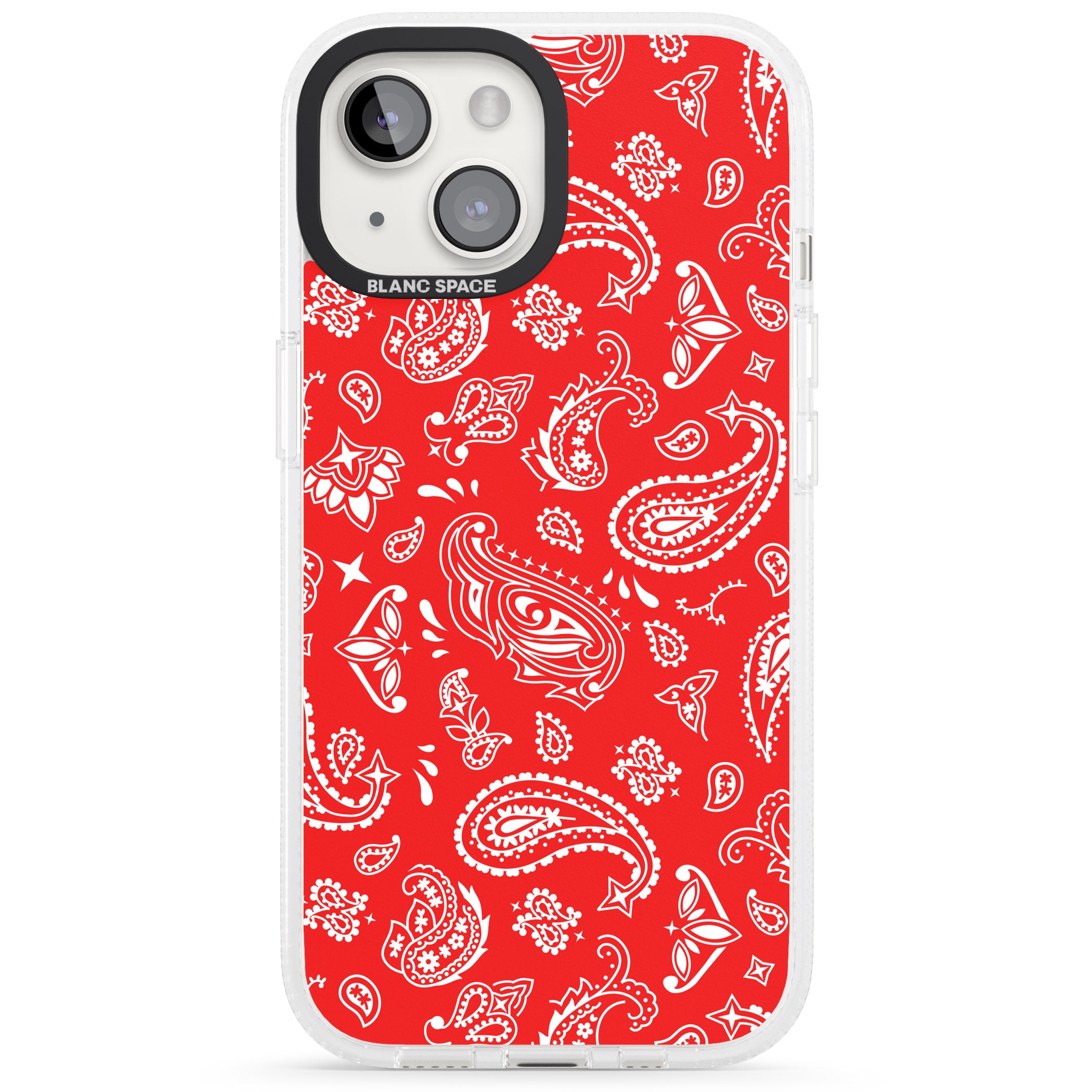 Red Bandana iPhone 15 / 14 / 13 Clear Case Impact Air - Blanc Space