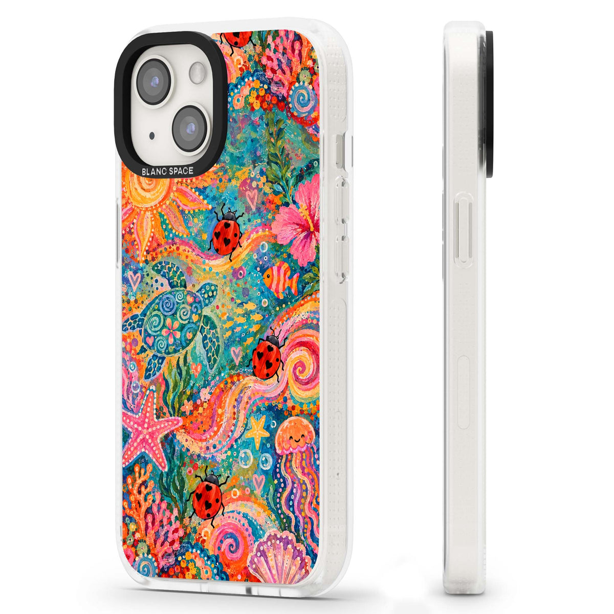 Coral Whimsy for her iPhone case | Clear Case Impact Air case for iPhone 15, iPhone 15 Plus