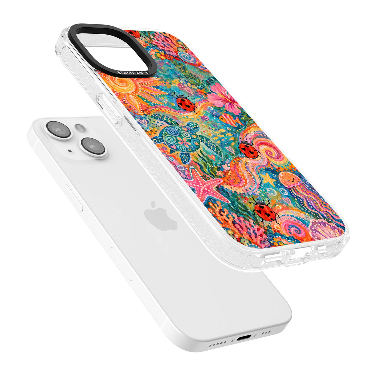 Coral Whimsy for her iPhone case | Clear Case Impact Air case for iPhone 15, iPhone 15 Plus