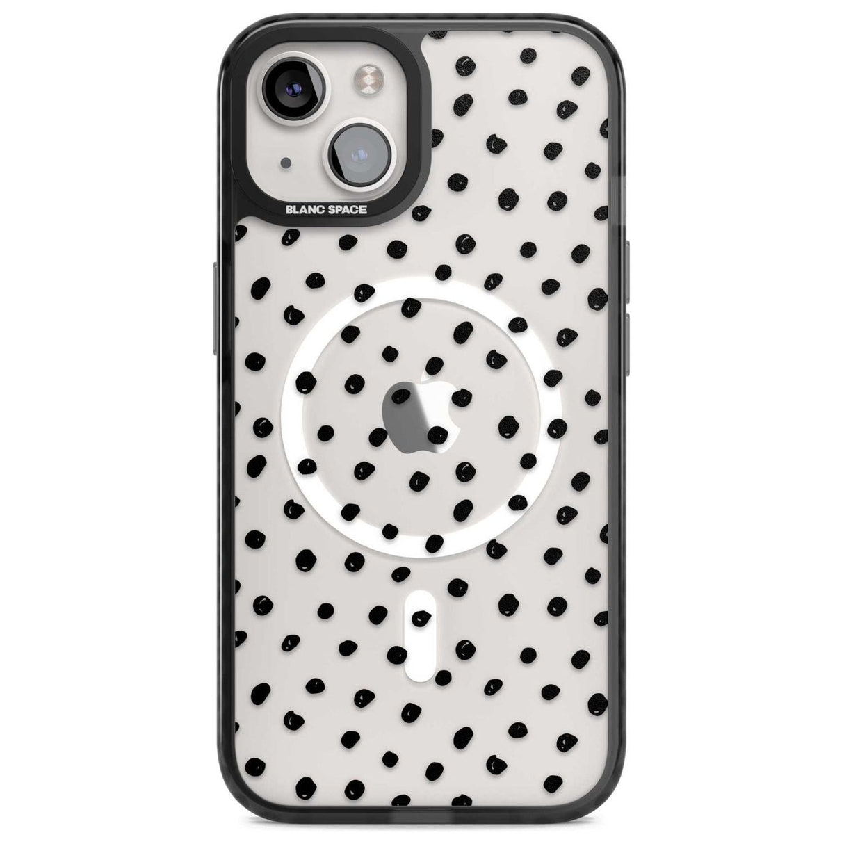 Messy Black Dot Pattern Phone Case iPhone 15 Plus / Magsafe Black Impact Case,iPhone 15 / Magsafe Black Impact Case,iPhone 14 Plus / Magsafe Black Impact Case,iPhone 14 / Magsafe Black Impact Case,iPhone 13 / Magsafe Black Impact Case Blanc Space