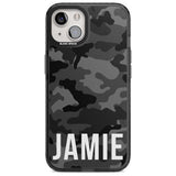 Personalised Horizontal Name Black Camouflage Custom Phone Case iPhone 15 Plus / Magsafe Black Impact Case,iPhone 15 / Magsafe Black Impact Case,iPhone 14 Plus / Magsafe Black Impact Case,iPhone 14 / Magsafe Black Impact Case,iPhone 13 / Magsafe Black Impact Case Blanc Space