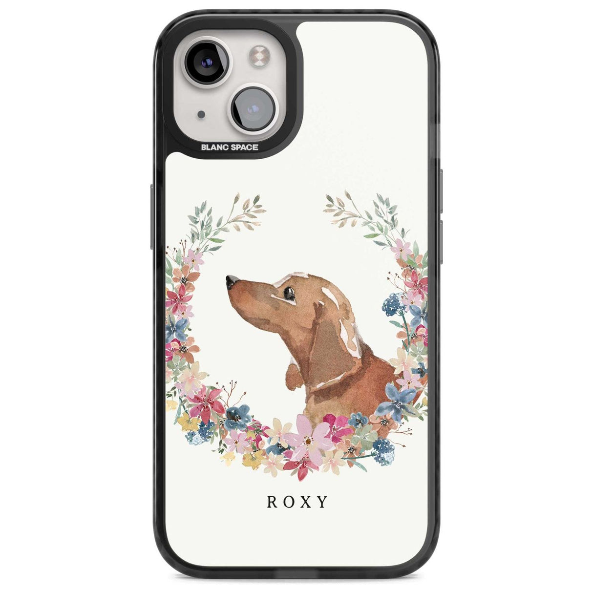 Personalised Tan Dachshund - Watercolour Dog Portrait Custom Phone Case iPhone 15 Plus / Magsafe Black Impact Case,iPhone 15 / Magsafe Black Impact Case,iPhone 14 Plus / Magsafe Black Impact Case,iPhone 14 / Magsafe Black Impact Case,iPhone 13 / Magsafe Black Impact Case Blanc Space