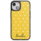 Personalised Yellow Polka Dot Custom Phone Case iPhone 15 Plus / Magsafe Black Impact Case,iPhone 15 / Magsafe Black Impact Case,iPhone 14 Plus / Magsafe Black Impact Case,iPhone 14 / Magsafe Black Impact Case,iPhone 13 / Magsafe Black Impact Case Blanc Space