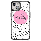 Personalised Pink Circle & Dots Custom Phone Case iPhone 15 Plus / Magsafe Black Impact Case,iPhone 15 / Magsafe Black Impact Case,iPhone 14 Plus / Magsafe Black Impact Case,iPhone 14 / Magsafe Black Impact Case,iPhone 13 / Magsafe Black Impact Case Blanc Space