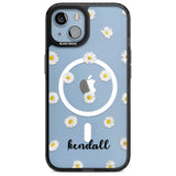 Personalised White Daisies & Cursive Custom Phone Case iPhone 15 Plus / Magsafe Black Impact Case,iPhone 15 / Magsafe Black Impact Case,iPhone 14 Plus / Magsafe Black Impact Case,iPhone 14 / Magsafe Black Impact Case,iPhone 13 / Magsafe Black Impact Case Blanc Space