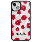 Personalised Red Peonies & Cursive Custom Phone Case iPhone 15 Plus / Magsafe Black Impact Case,iPhone 15 / Magsafe Black Impact Case,iPhone 14 Plus / Magsafe Black Impact Case,iPhone 14 / Magsafe Black Impact Case,iPhone 13 / Magsafe Black Impact Case Blanc Space