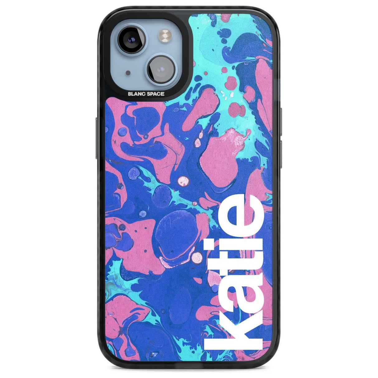 Personalised Navy, Turquoise + Purple - Marbled Custom Phone Case iPhone 15 Plus / Magsafe Black Impact Case,iPhone 15 / Magsafe Black Impact Case,iPhone 14 Plus / Magsafe Black Impact Case,iPhone 14 / Magsafe Black Impact Case,iPhone 13 / Magsafe Black Impact Case Blanc Space