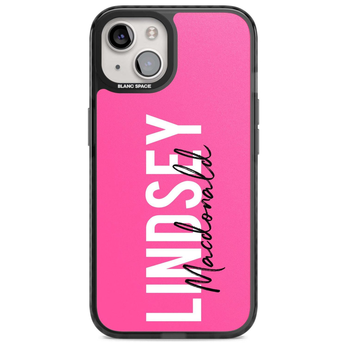 Personalised Bold Name: Pink Custom Phone Case iPhone 15 Plus / Magsafe Black Impact Case,iPhone 15 / Magsafe Black Impact Case,iPhone 14 Plus / Magsafe Black Impact Case,iPhone 14 / Magsafe Black Impact Case,iPhone 13 / Magsafe Black Impact Case Blanc Space