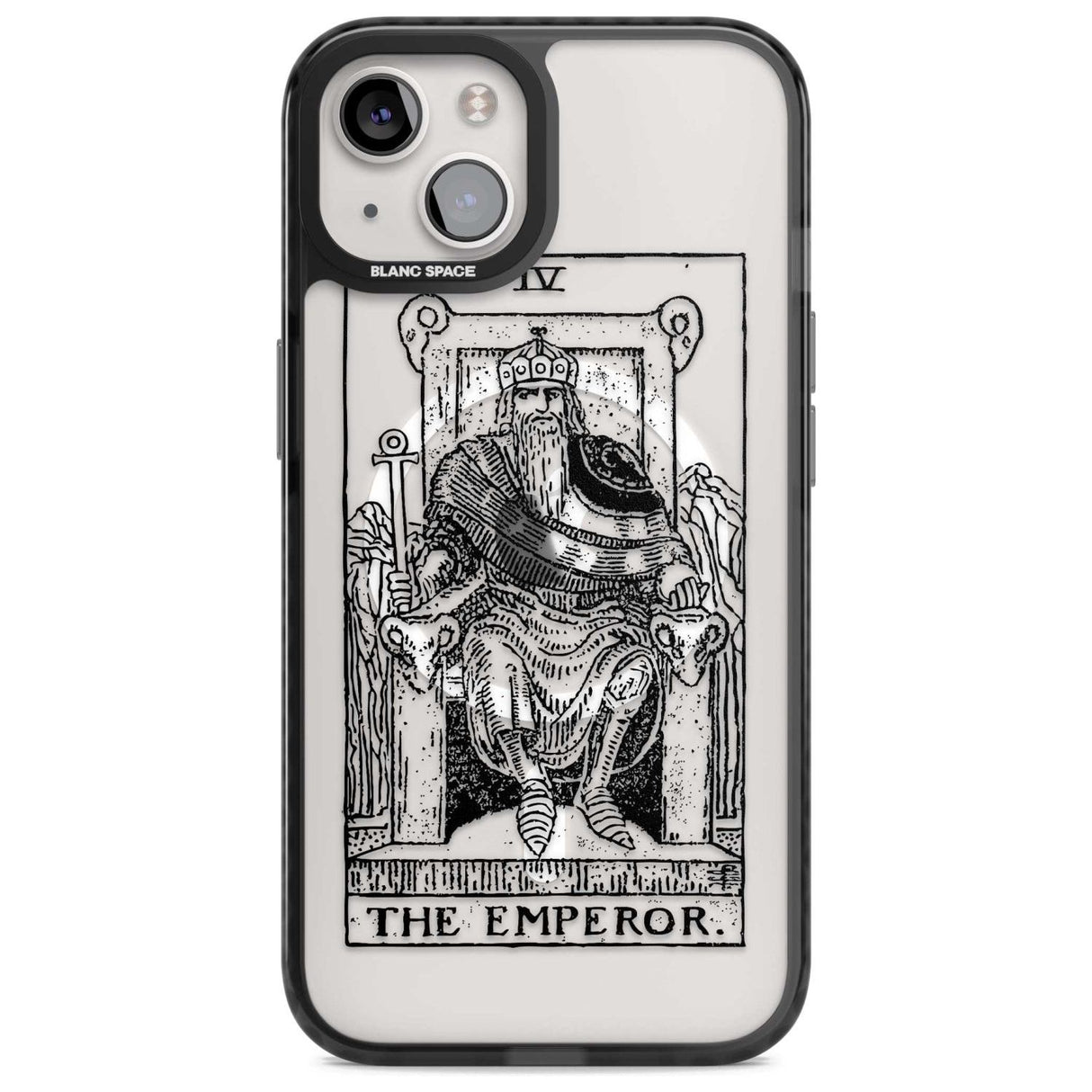 Personalised The Emperor Tarot Card - Transparent Custom Phone Case iPhone 15 Plus / Magsafe Black Impact Case,iPhone 15 / Magsafe Black Impact Case,iPhone 14 Plus / Magsafe Black Impact Case,iPhone 14 / Magsafe Black Impact Case,iPhone 13 / Magsafe Black Impact Case Blanc Space