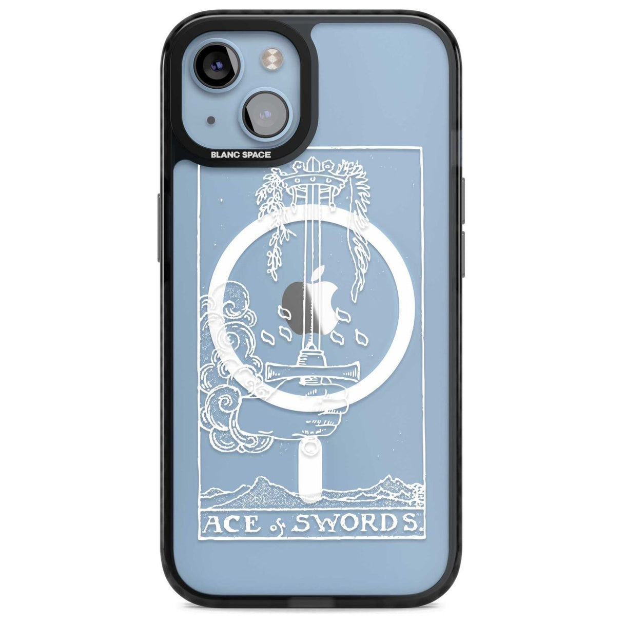 Personalised Ace of Swords Tarot Card - White Transparent Custom Phone Case iPhone 15 Plus / Magsafe Black Impact Case,iPhone 15 / Magsafe Black Impact Case,iPhone 14 Plus / Magsafe Black Impact Case,iPhone 14 / Magsafe Black Impact Case,iPhone 13 / Magsafe Black Impact Case Blanc Space