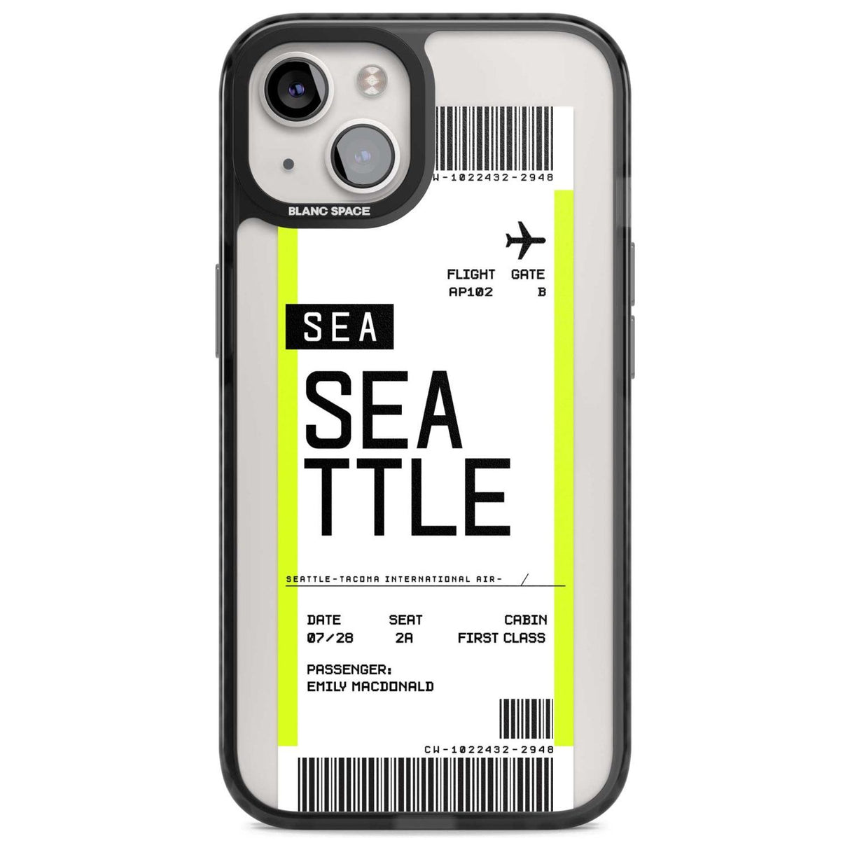 Personalised Seattle Boarding Pass Custom Phone Case iPhone 15 Plus / Magsafe Black Impact Case,iPhone 15 / Magsafe Black Impact Case,iPhone 14 Plus / Magsafe Black Impact Case,iPhone 14 / Magsafe Black Impact Case,iPhone 13 / Magsafe Black Impact Case Blanc Space