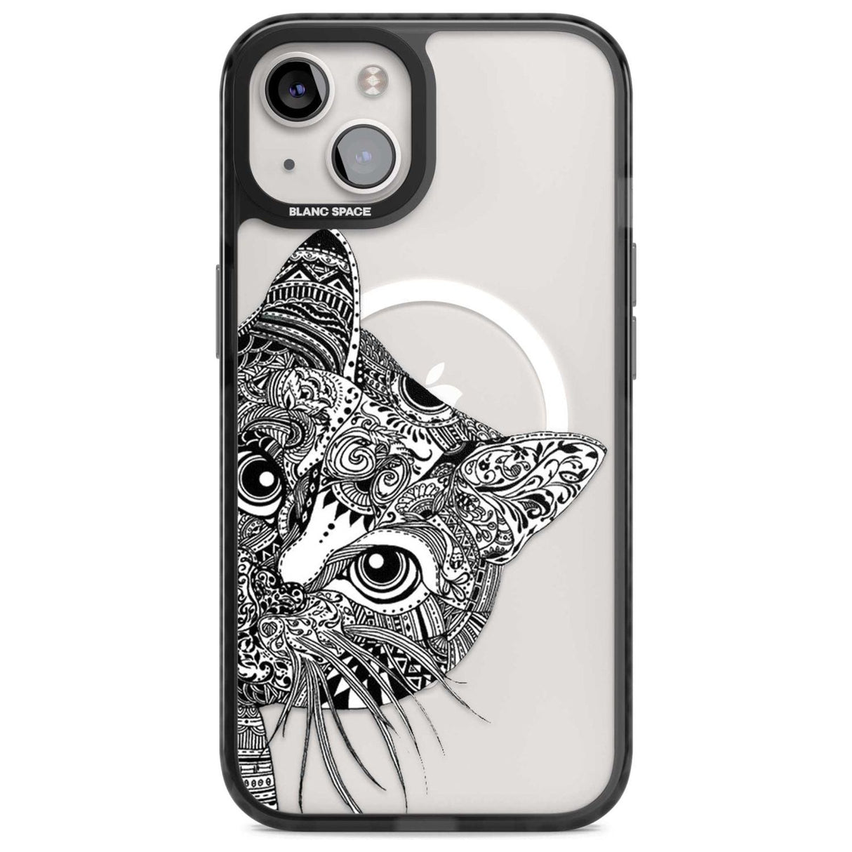 Henna Cat Phone Case iPhone 15 / Magsafe Black Impact Case,iPhone 15 Plus / Magsafe Black Impact Case,iPhone 13 / Magsafe Black Impact Case,iPhone 14 / Magsafe Black Impact Case,iPhone 14 Plus / Magsafe Black Impact Case Blanc Space