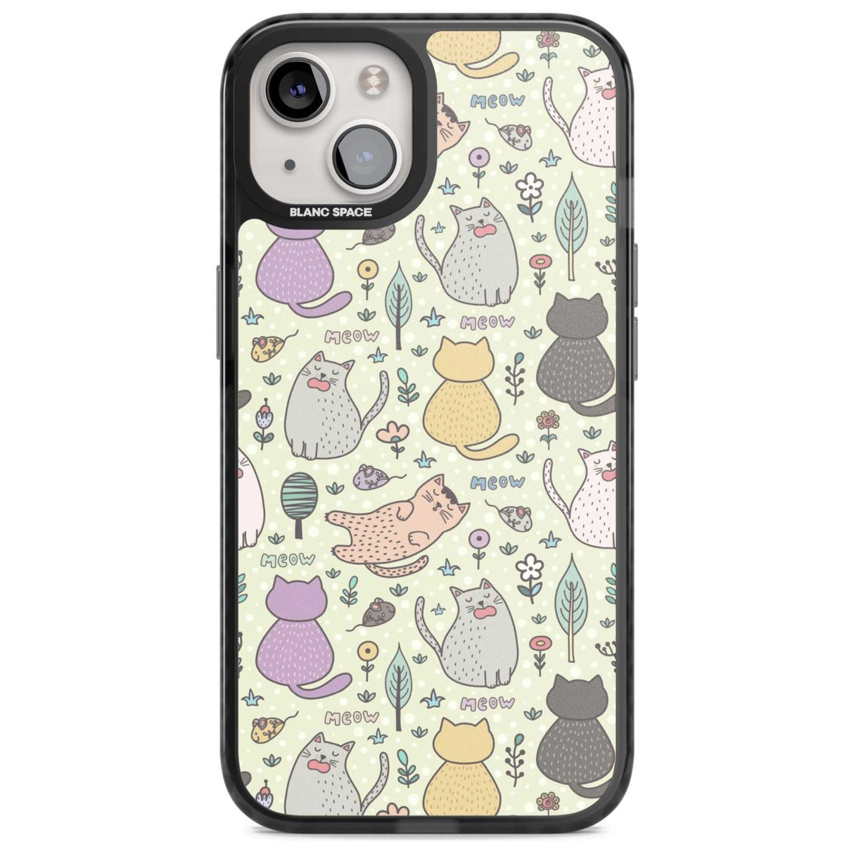 Cat Pattern Cream Phone Case iPhone 15 / Magsafe Black Impact Case,iPhone 15 Plus / Magsafe Black Impact Case,iPhone 13 / Magsafe Black Impact Case,iPhone 14 / Magsafe Black Impact Case,iPhone 14 Plus / Magsafe Black Impact Case Blanc Space