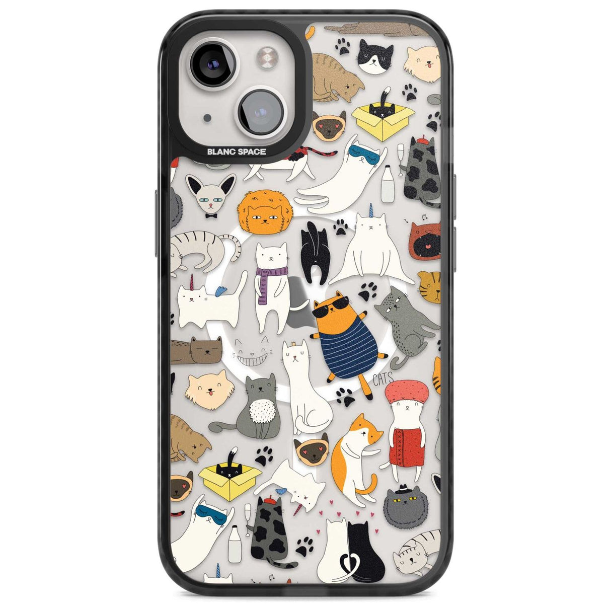 Cartoon Cat Collage Phone Case iPhone 15 Plus / Magsafe Black Impact Case,iPhone 15 / Magsafe Black Impact Case,iPhone 14 Plus / Magsafe Black Impact Case,iPhone 14 / Magsafe Black Impact Case,iPhone 13 / Magsafe Black Impact Case Blanc Space