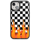 Checkered Fire Phone Case iPhone 15 Plus / Magsafe Black Impact Case,iPhone 15 / Magsafe Black Impact Case,iPhone 14 Plus / Magsafe Black Impact Case,iPhone 14 / Magsafe Black Impact Case,iPhone 13 / Magsafe Black Impact Case Blanc Space