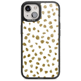 Gold Look on White Dalmatian Polka Dot Spots Phone Case iPhone 15 Plus / Magsafe Black Impact Case,iPhone 15 / Magsafe Black Impact Case,iPhone 14 Plus / Magsafe Black Impact Case,iPhone 14 / Magsafe Black Impact Case,iPhone 13 / Magsafe Black Impact Case Blanc Space