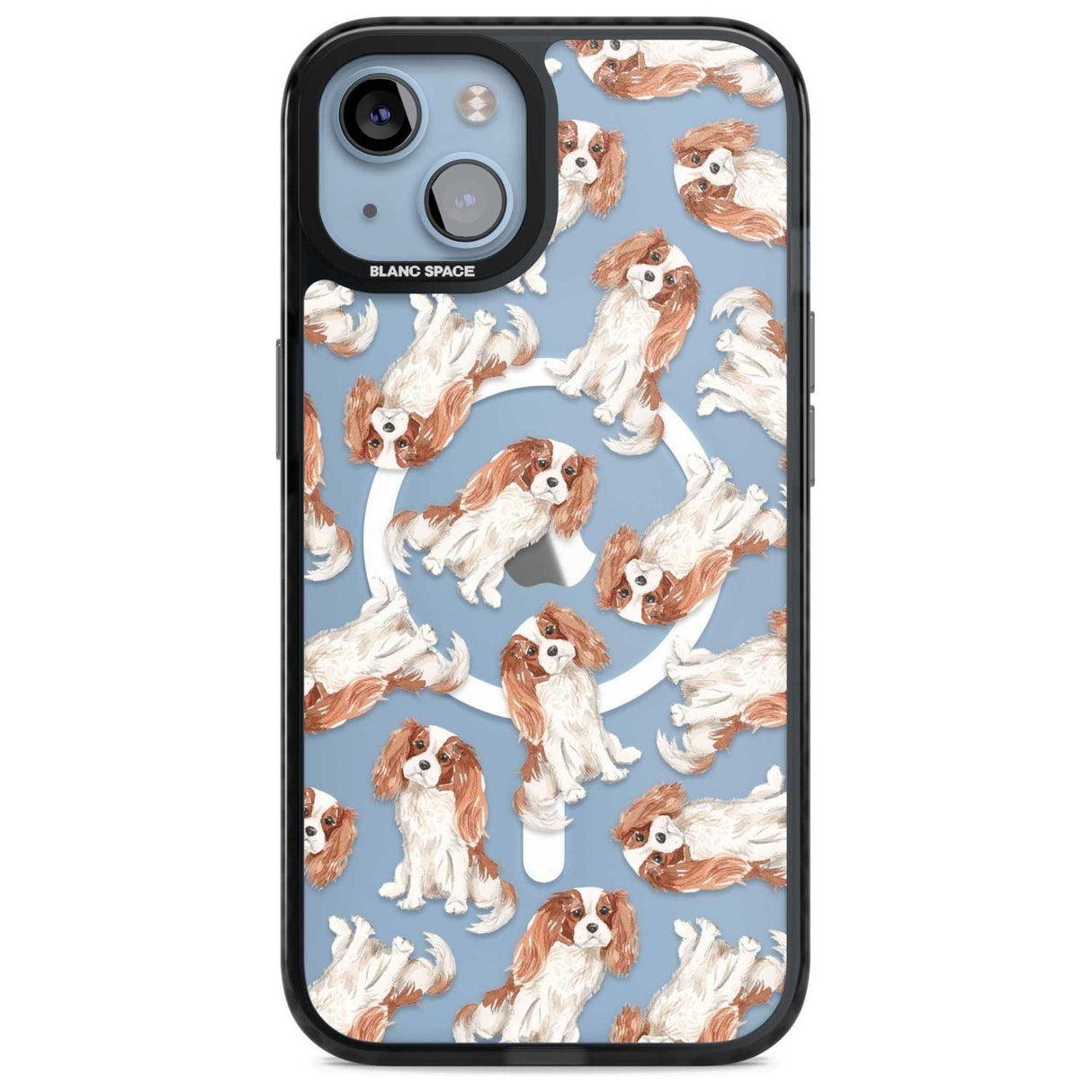 Cavalier King Charles Spaniel Dog Pattern Phone Case iPhone 15 Plus / Magsafe Black Impact Case,iPhone 15 / Magsafe Black Impact Case,iPhone 14 Plus / Magsafe Black Impact Case,iPhone 14 / Magsafe Black Impact Case,iPhone 13 / Magsafe Black Impact Case Blanc Space