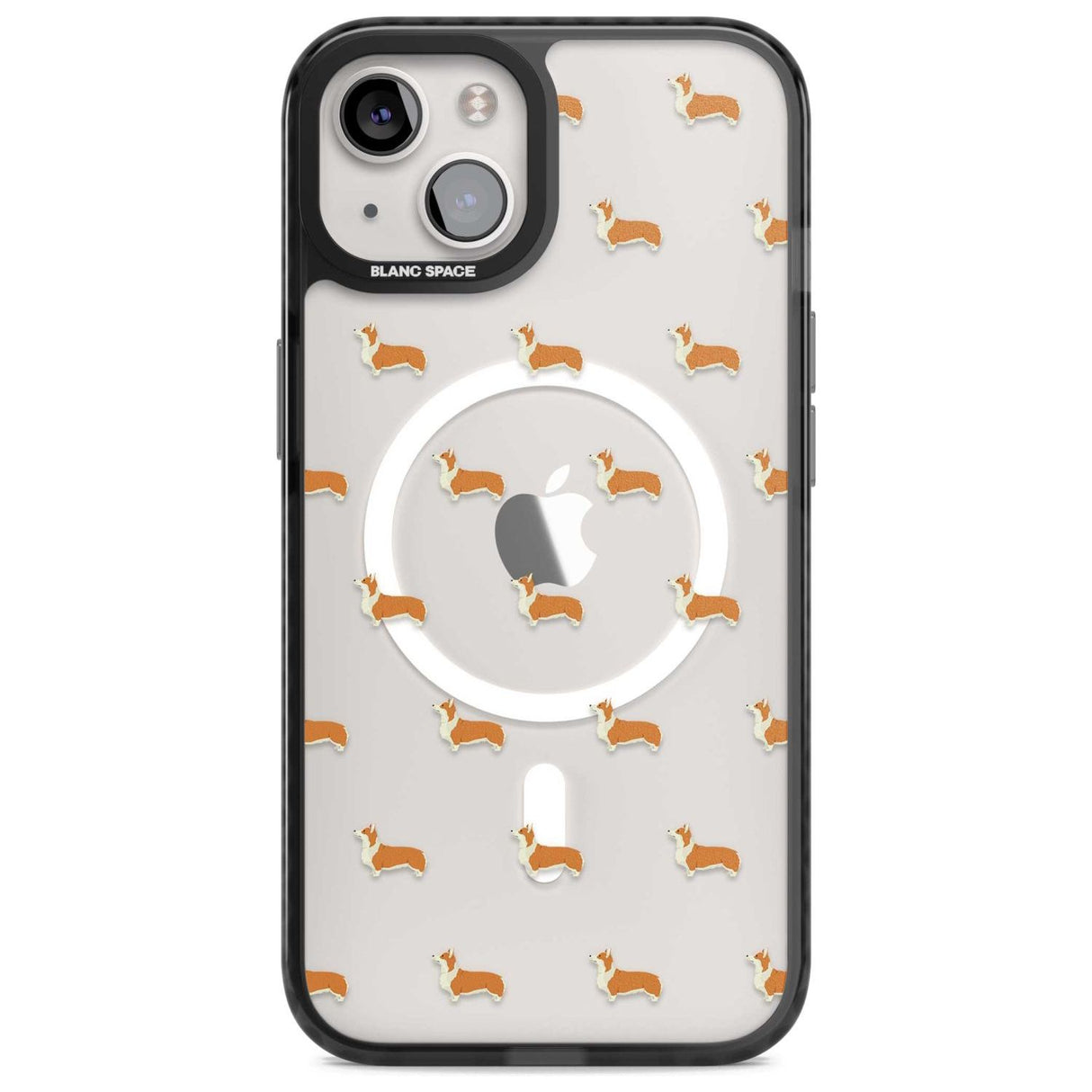 Pembroke Welsh Corgi Dog Pattern Clear Phone Case iPhone 15 Plus / Magsafe Black Impact Case,iPhone 15 / Magsafe Black Impact Case,iPhone 14 Plus / Magsafe Black Impact Case,iPhone 14 / Magsafe Black Impact Case,iPhone 13 / Magsafe Black Impact Case Blanc Space