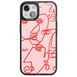 Abstract Continuous Line Faces Red on Pink Phone Case iPhone 15 Plus / Magsafe Black Impact Case,iPhone 15 / Magsafe Black Impact Case,iPhone 14 Plus / Magsafe Black Impact Case,iPhone 14 / Magsafe Black Impact Case,iPhone 13 / Magsafe Black Impact Case Blanc Space